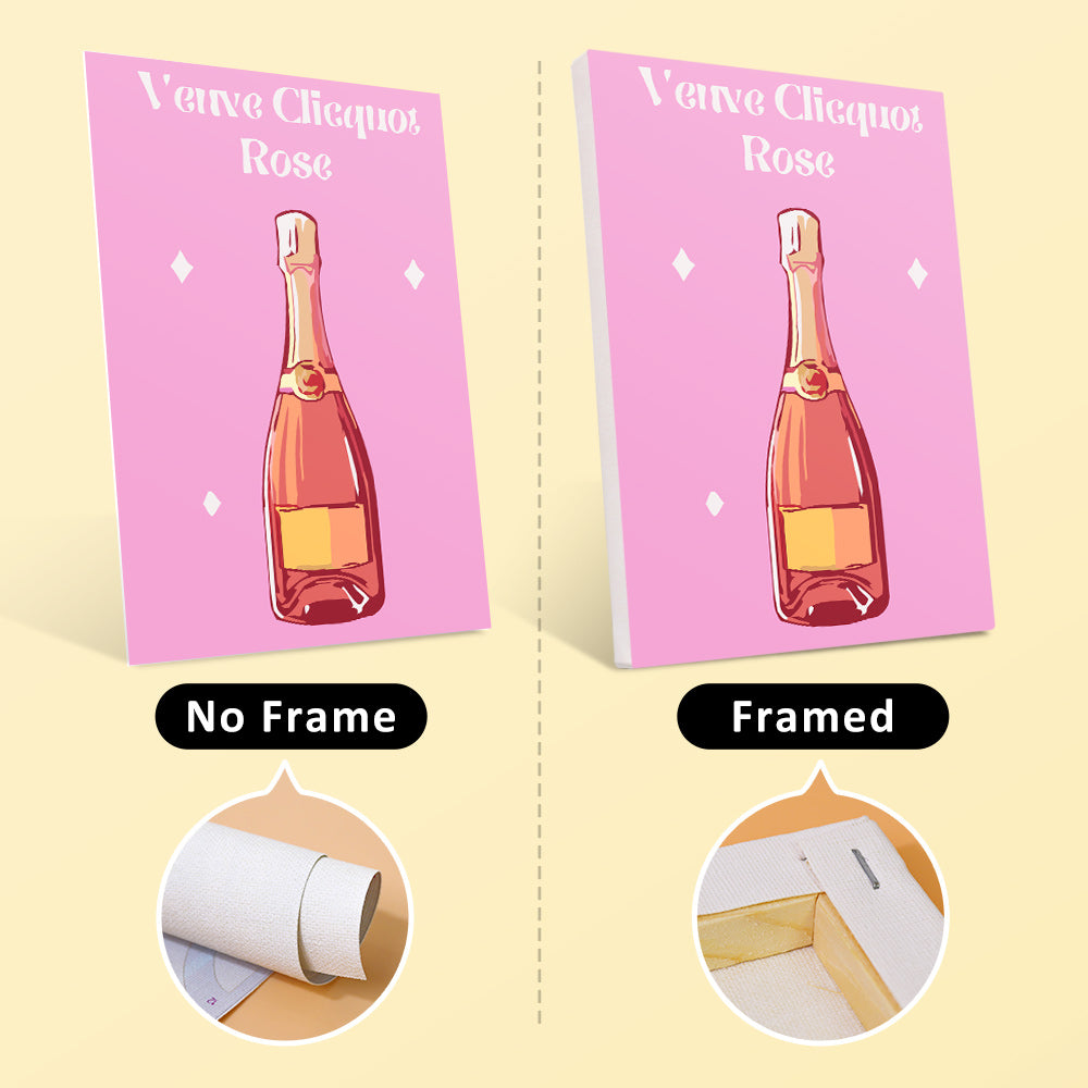 different Rosé Champagne without frame and frame