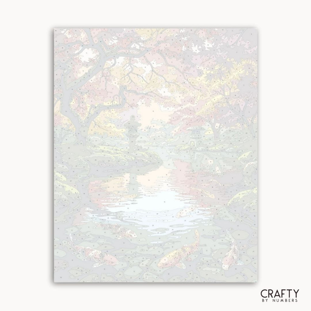 Numbered canvas preview for the Koi in Crimson Light paint by numbers kit