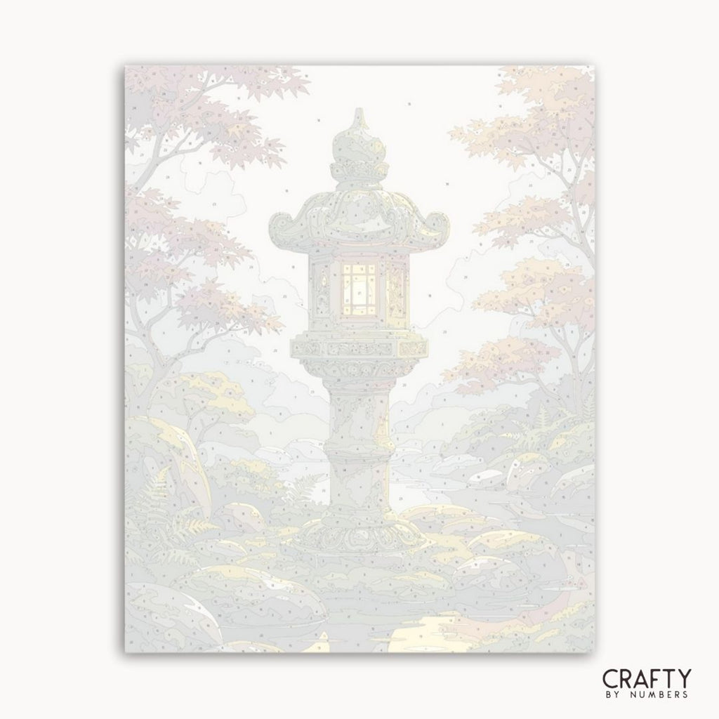 Numbered canvas preview for the Stillness and Stone paint by numbers kit