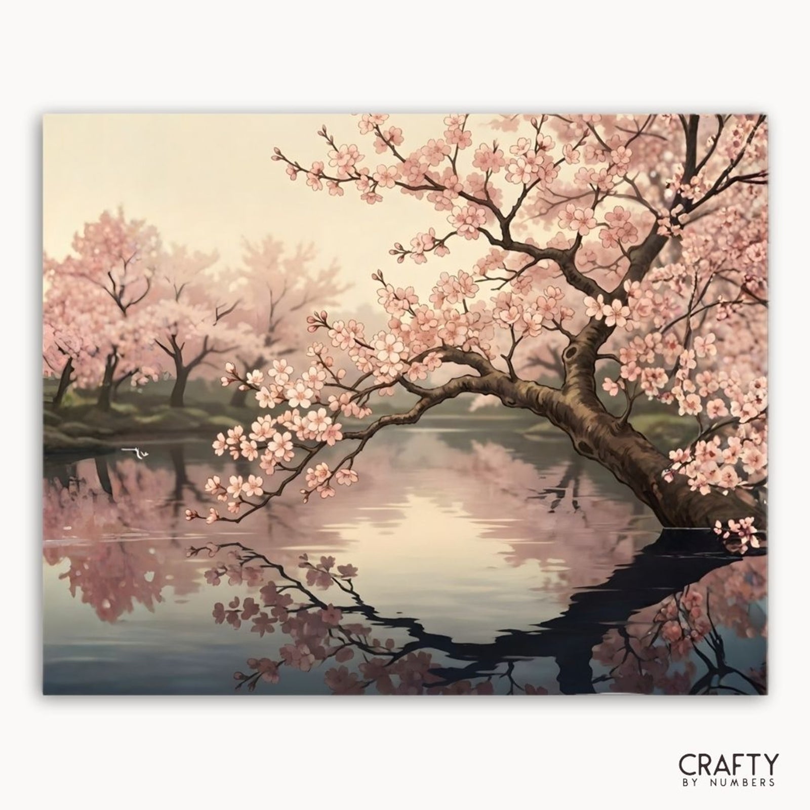 Sakura Reflections paint by numbers artwork