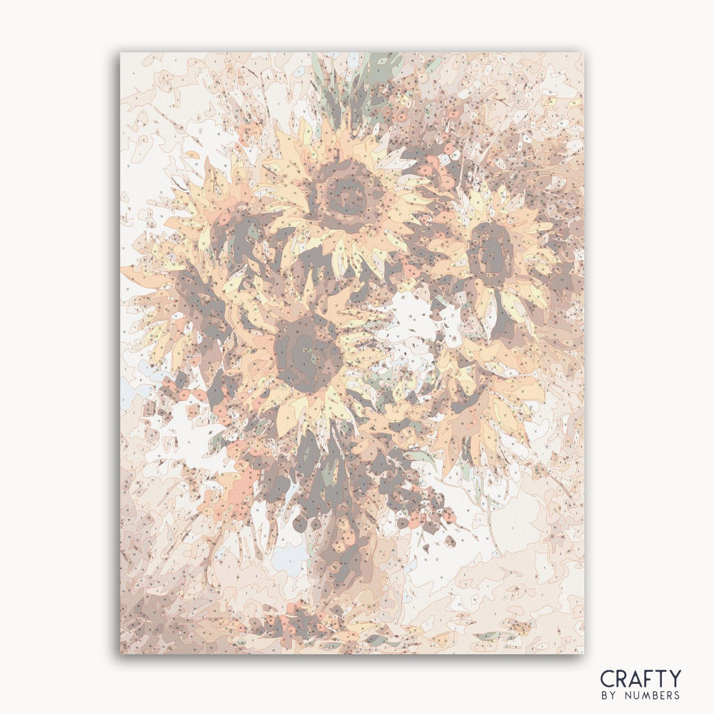 Floral Sunflowers paint by number inspired by famous paintings, van gogh famous paintings, and famous flower paintings.