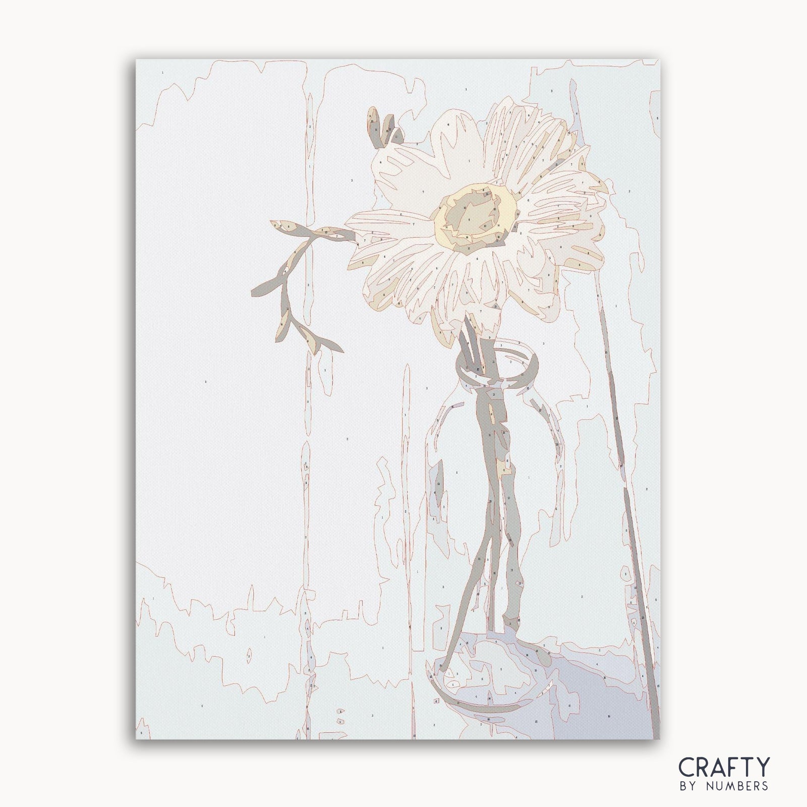 Pintura Flower in Bottle por números inspirada en pinturas famosas, que se asemejan a las famosas pinturas de Van Gogh y a las famosas pinturas de flores.