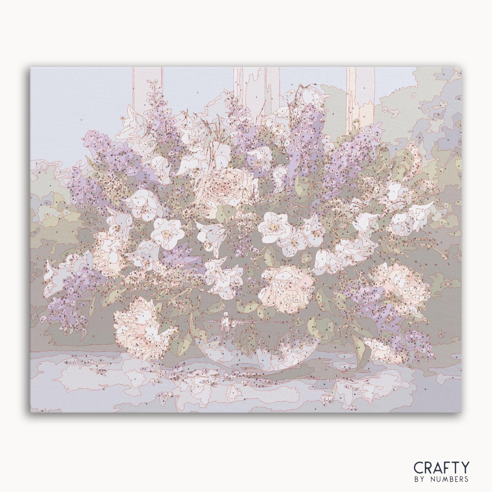Flowers In The Glass Bowl paint by numbers kit with numbered canvas and paints