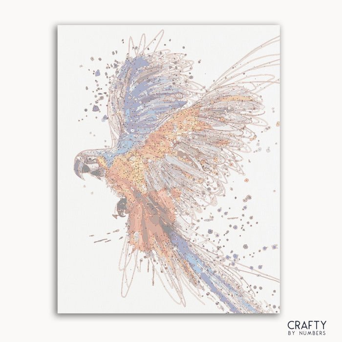 Flying bird paint by number artwork inspired by famous paintings with vibrant colors and detail, reminiscent of vincent van gogh famous paintings.