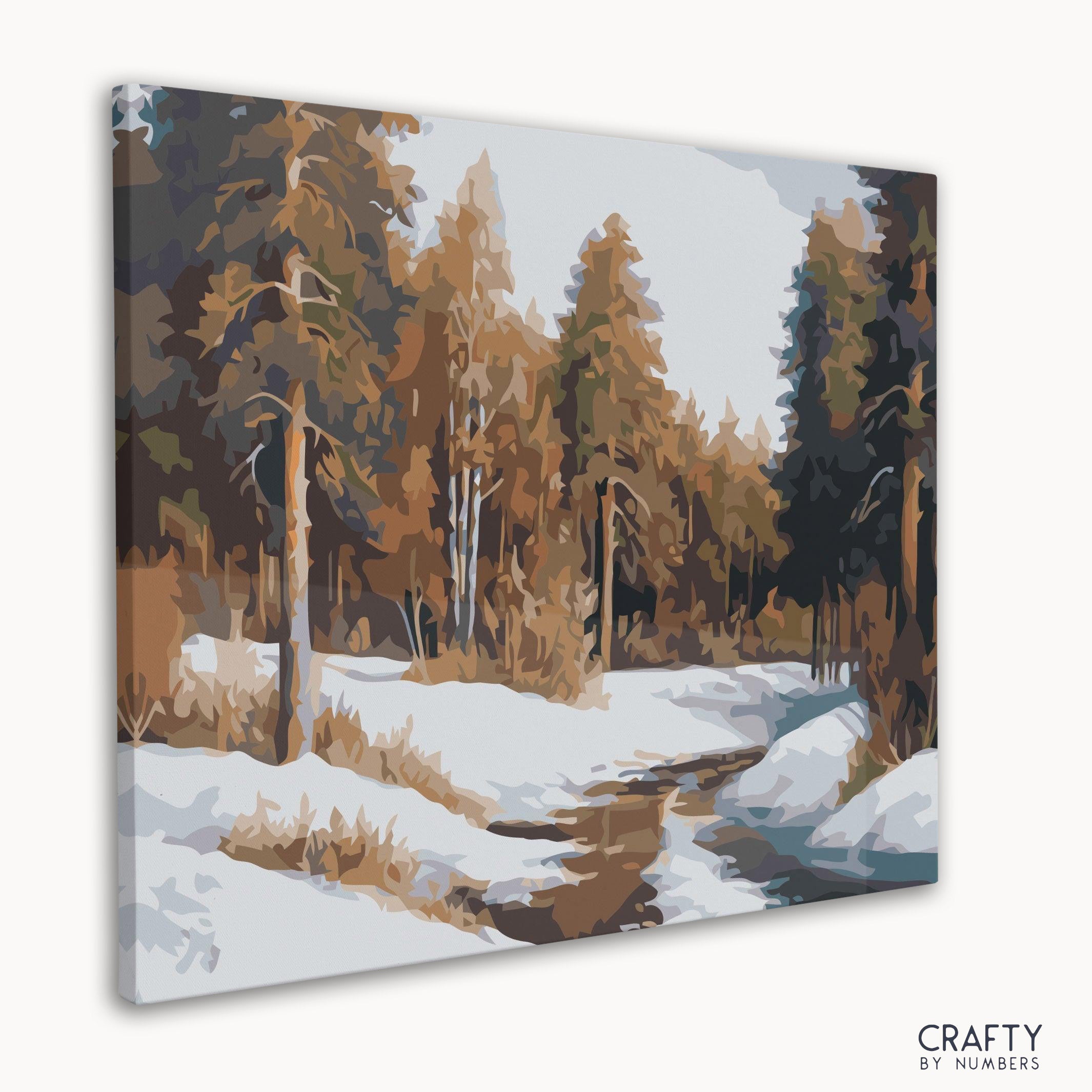 Snow covered forest paint by numbers canvas