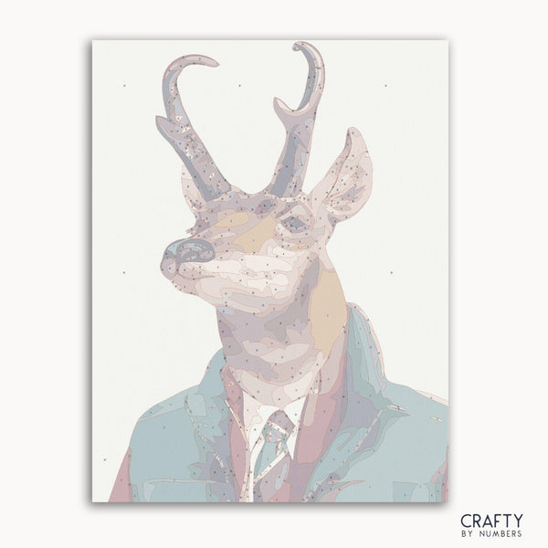 Gentleman Sr. Gazelle paint by number depicting a majestic animal in nature, inspired by famous paintings, vincent van gogh famous paintings, and famous landscape paintings.