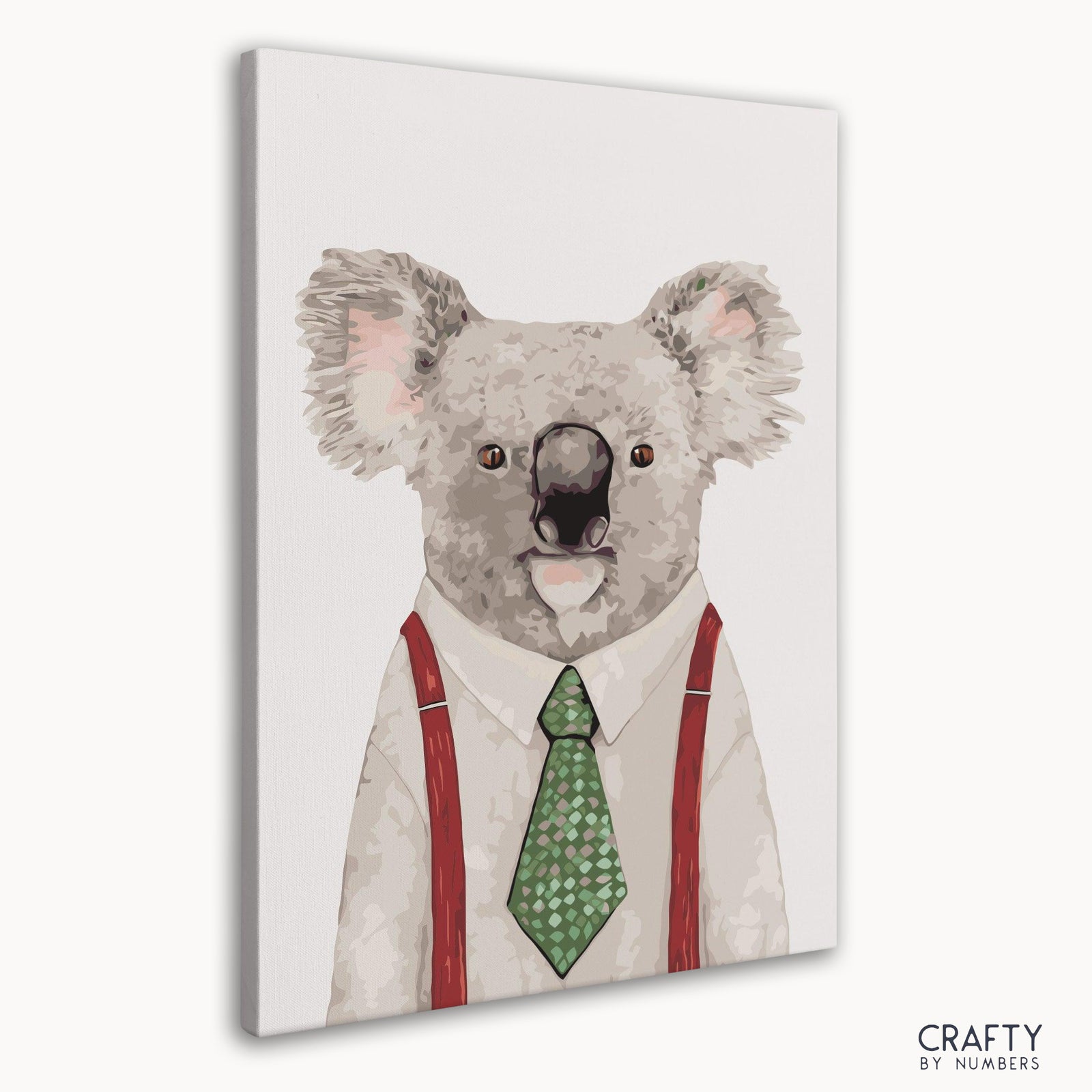 Detailliertes Malen-nach-Zahlen-Kunstwerk „Gentleman Sr. Koala“, das an die Ästhetik berühmter Landschaftsgemälde und Gemälde berühmter Künstler erinnert.
