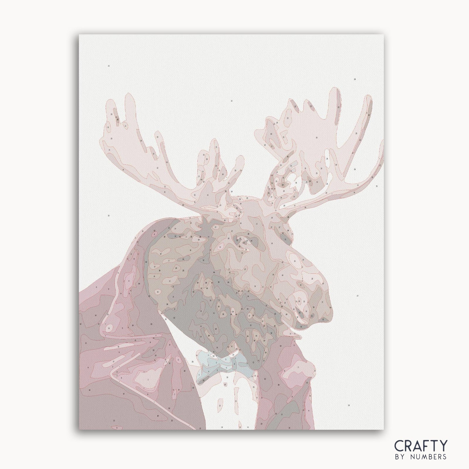 Distinguished moose portrait with antlers and tailored clothing