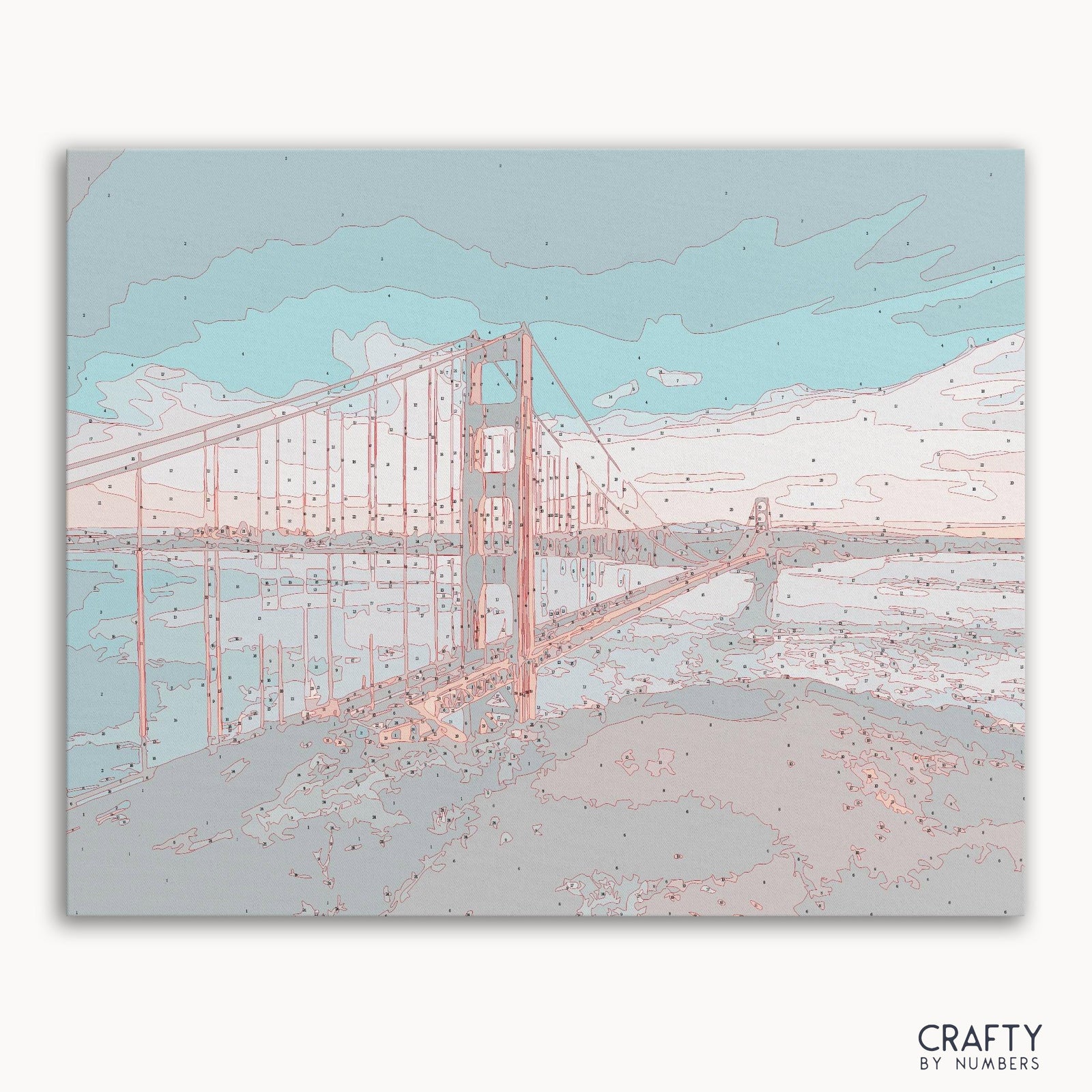 Golden Gate Sea paint by numbers kit with canvas and paints