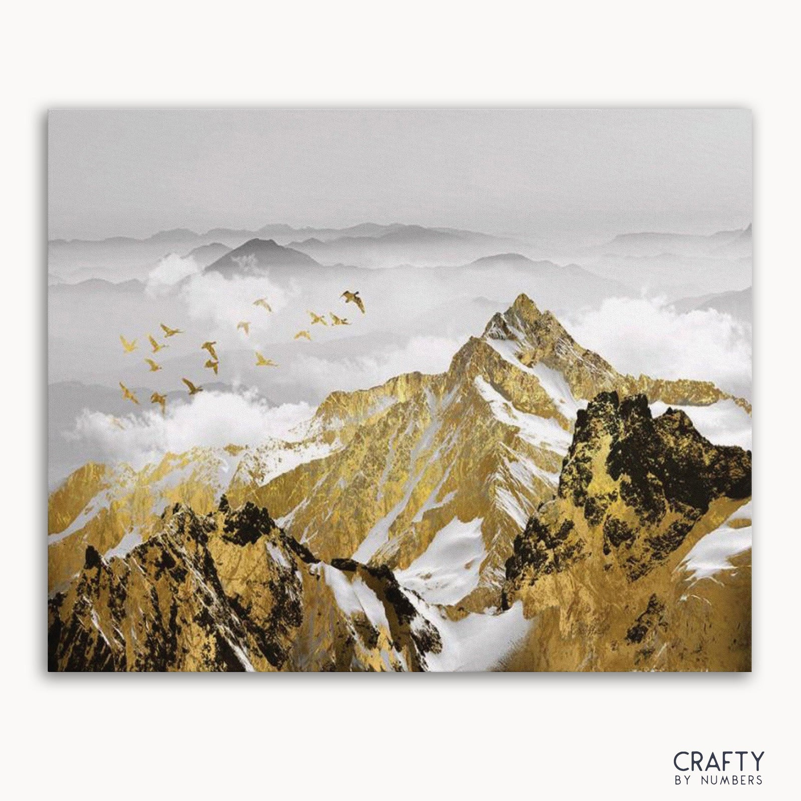 Golden Mountains Landscape finished paint by numbers artwork