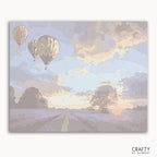 Hot Air Balloon Sunset paint by numbers kit packaging with vibrant sunset colors