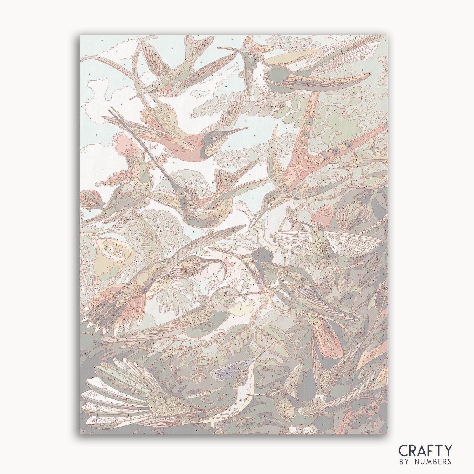 Colibríes detallados al estilo de Ernst Haeckel, perfectos para kits de arte clásicos de pintura por números con pinturas famosas.
