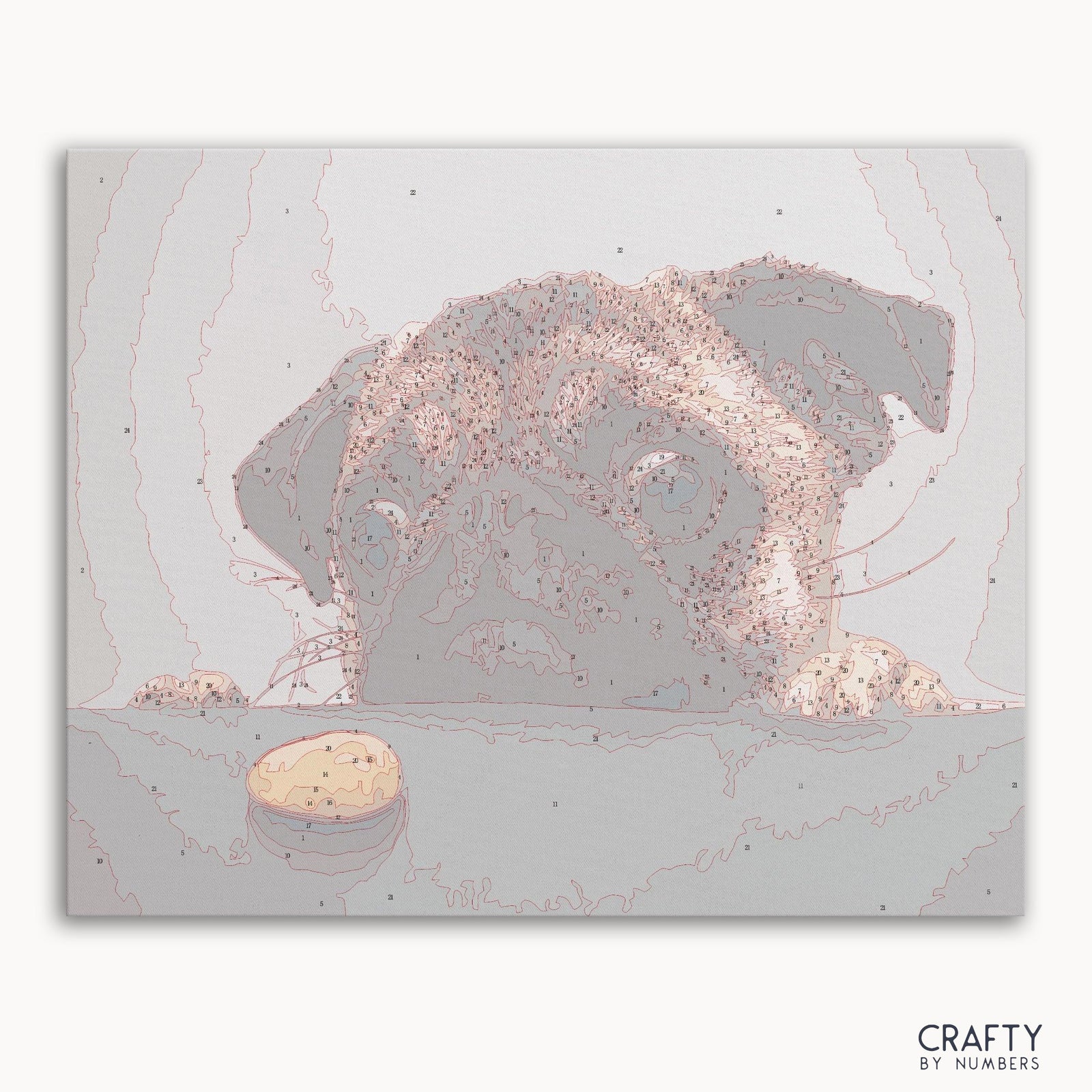Playful hungry pug portrait with warm fur tones