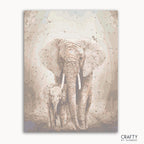 Indian Elephant His Child paint by number featuring vibrant colors and intricate details, inspired by famous paintings and van gogh famous paintings.