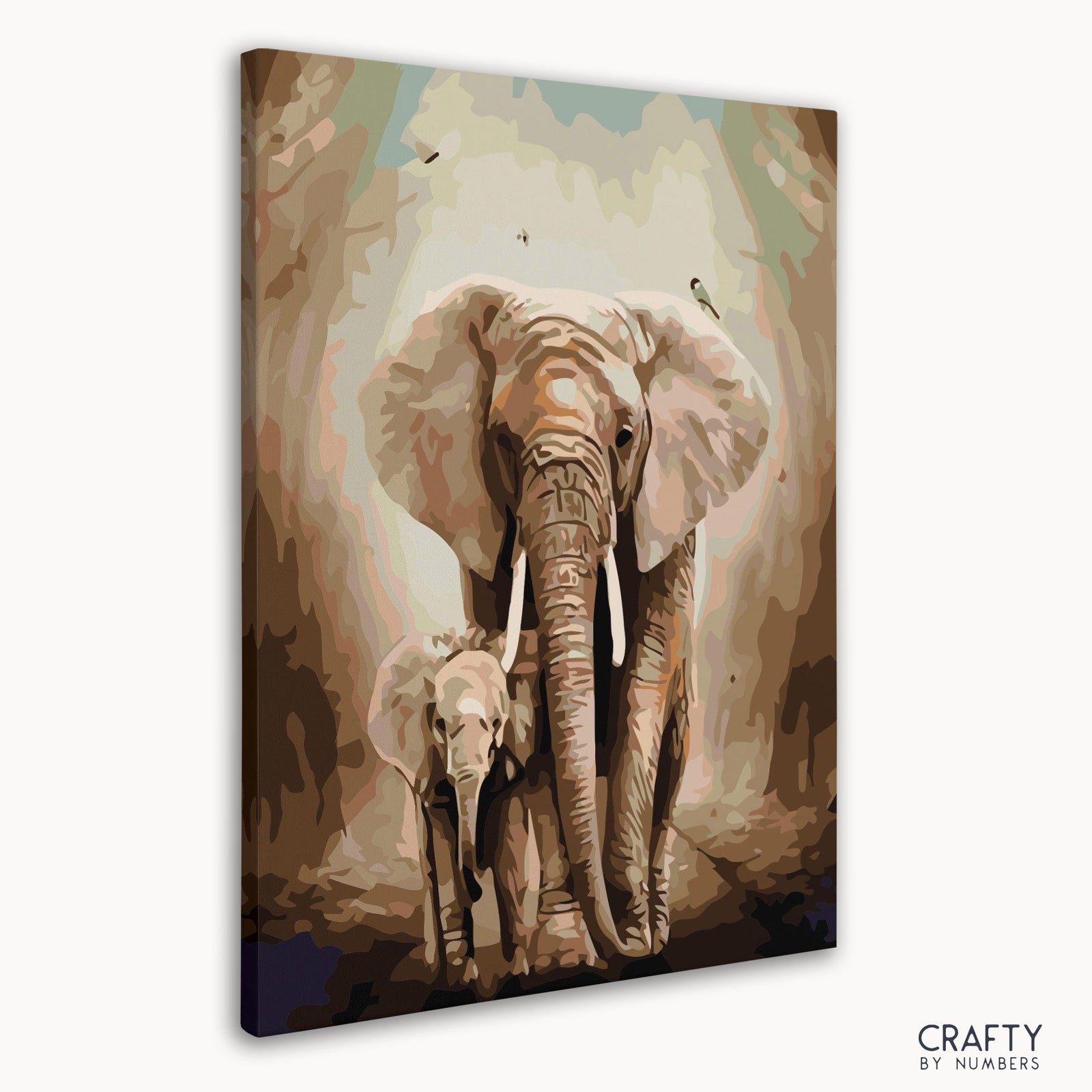 Close-up detail of Indian Elephant and Calf artwork