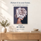 Ivory Essence displayed on a sunlit wall. Canvas size 40 × 50 cm.