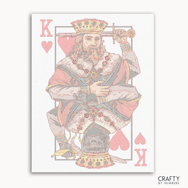 King of Hearts card paint by number featuring vibrant colors inspired by famous paintings and van gogh famous paintings.