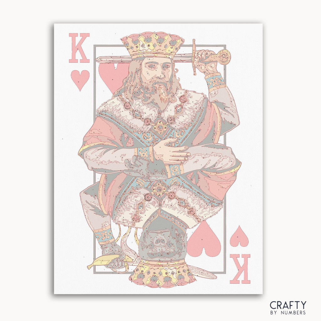 King of Hearts card paint by number featuring vibrant colors inspired by famous paintings and van gogh famous paintings.