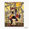 A paint by numbers kit featuring Pablo Picasso's artwork 'Kobieta Siedzę W Ogrodzie' with a depiction of a seated woman in a garden.