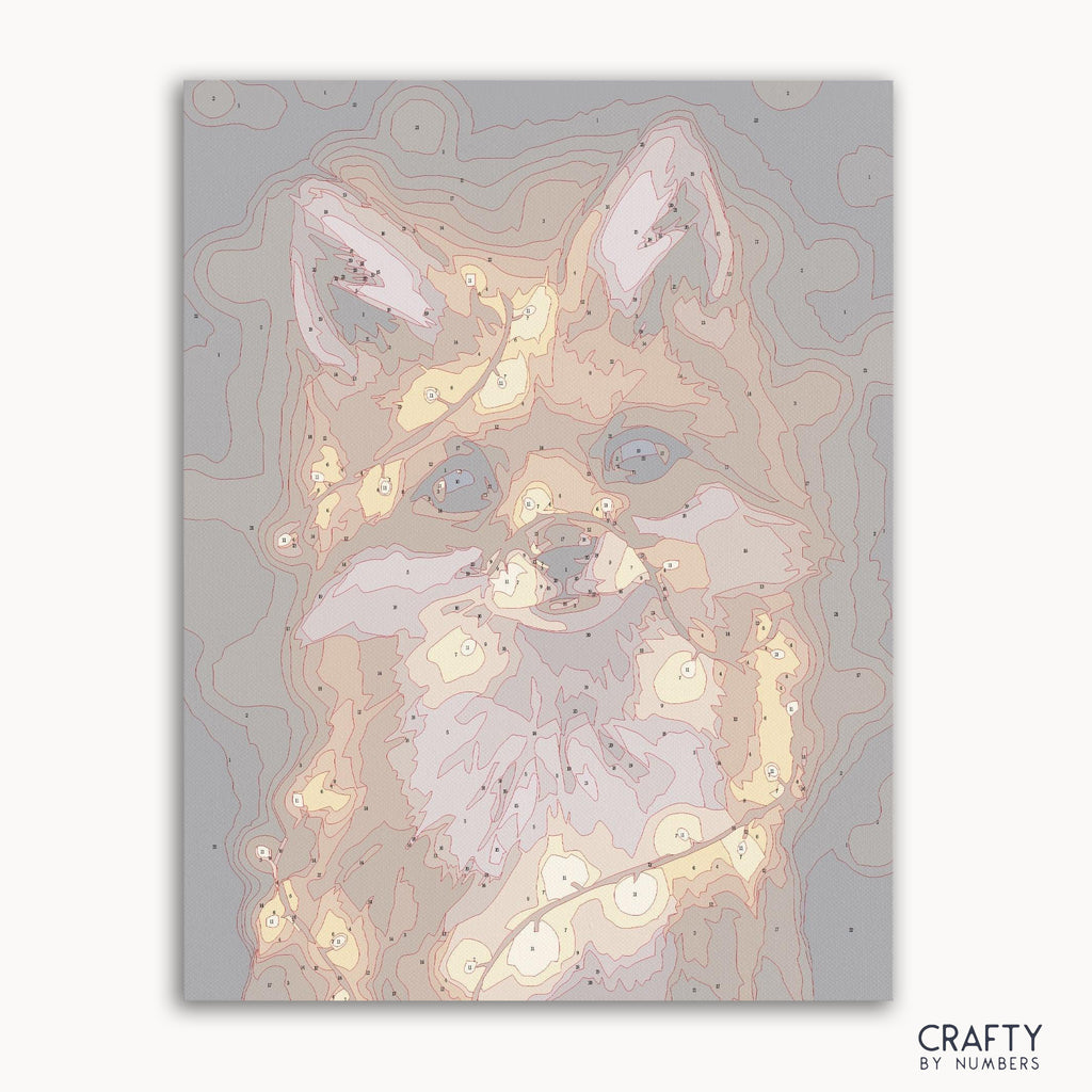 Lighted Fox paint by number artwork inspired by famous paintings, featuring vibrant colors and nature themes, reminiscent of van gogh famous paintings and famous landscape paintings.