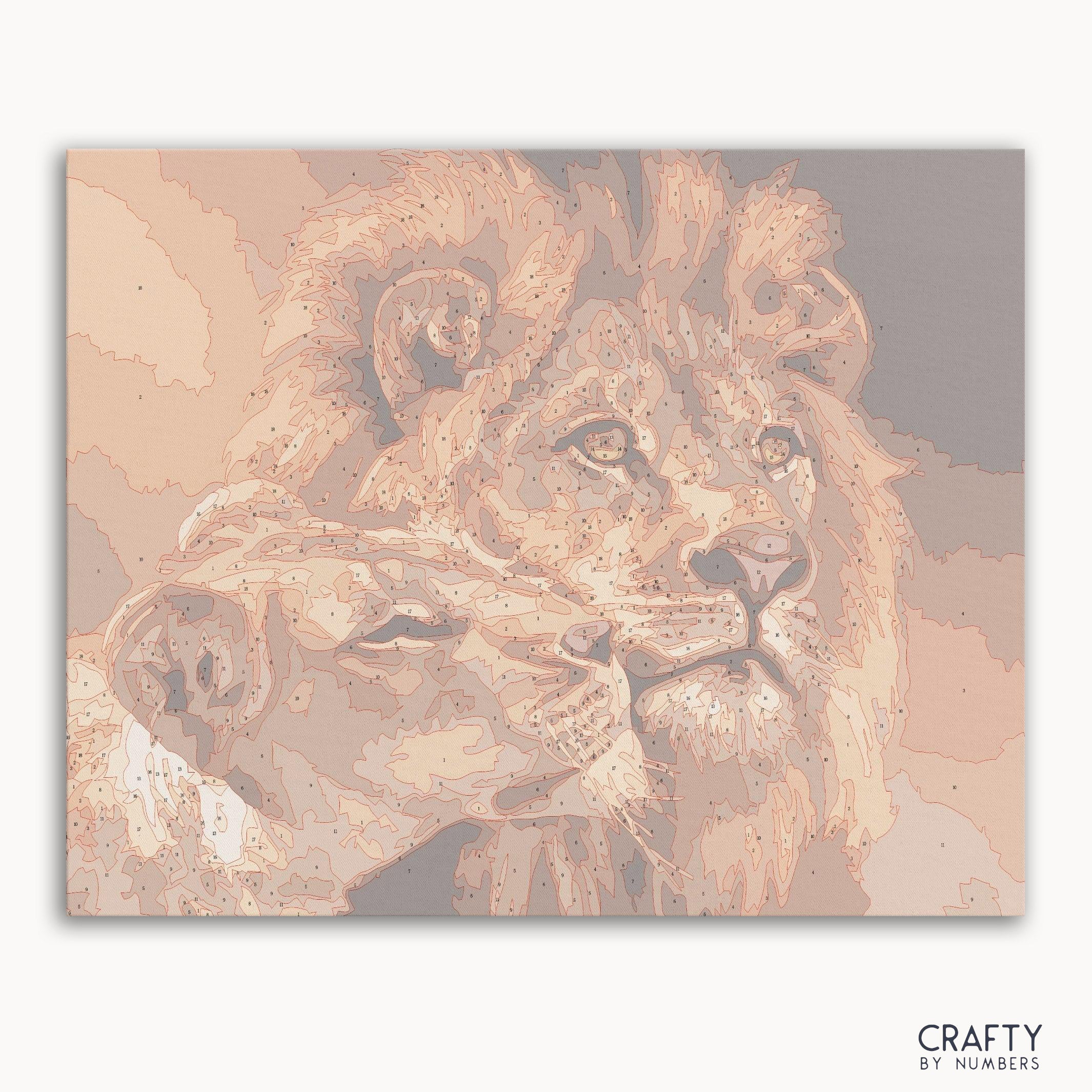 Lion and lioness paint by number featuring bold colors inspired by famous paintings and vincent van gogh famous paintings style.
