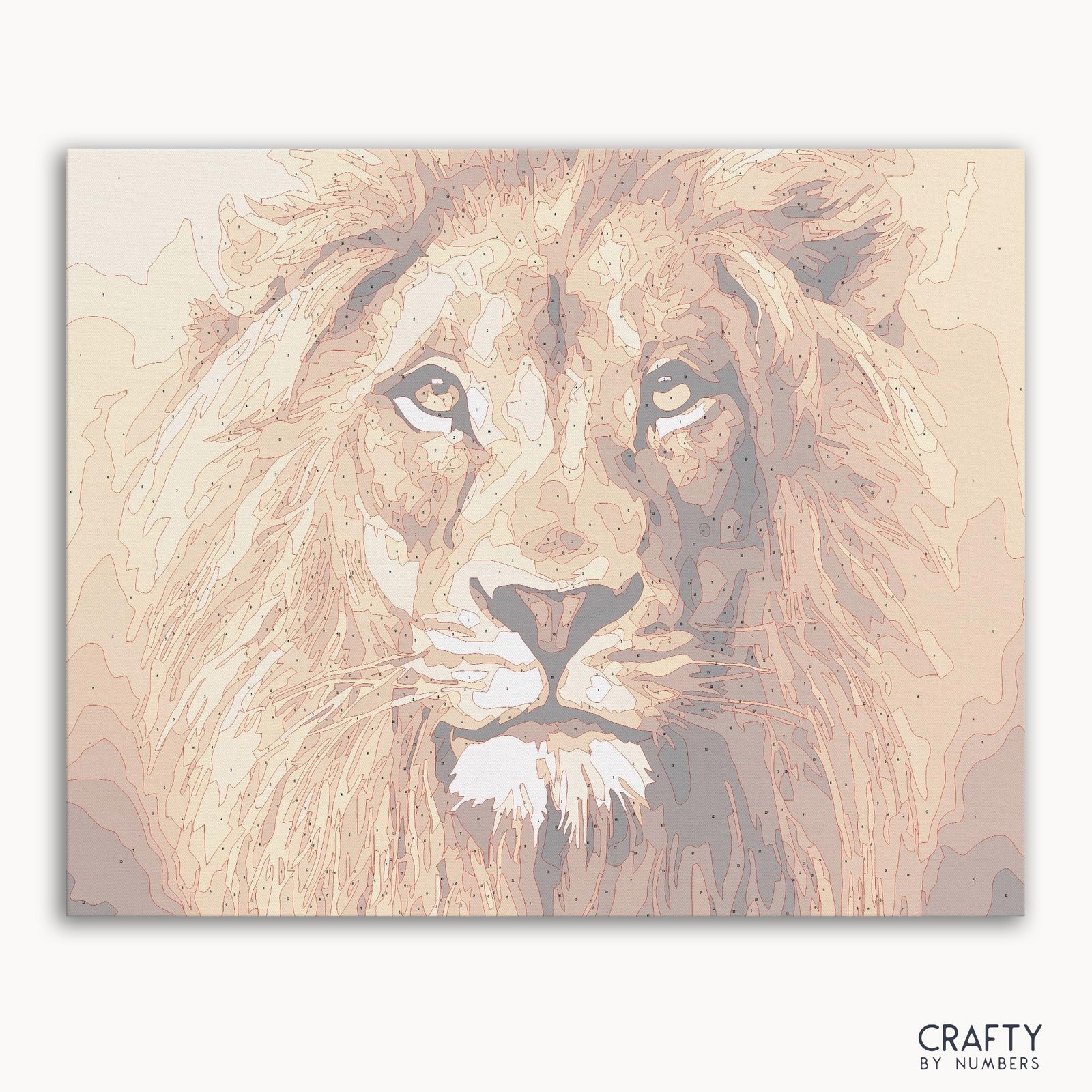 Golden Lion paint by numbers kit with numbered canvas and paints