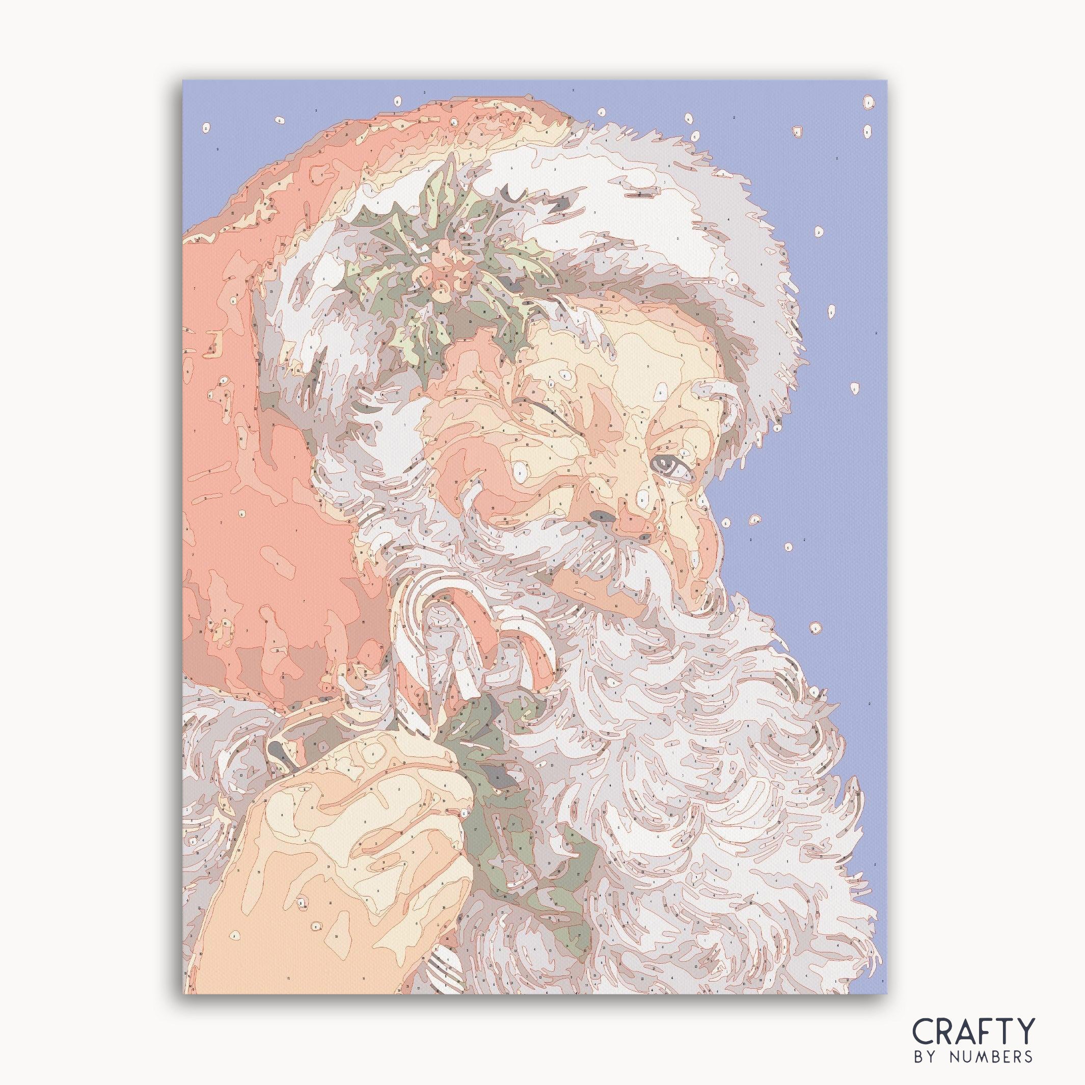 Mischievous Santa Paint paint by number inspired by famous paintings with vibrant colors like vincent van gogh famous paintings.