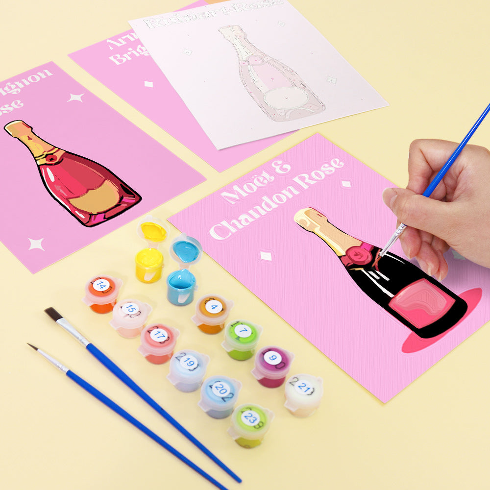 crafty y numbers painting different Rosé Champagne using paint by numbers