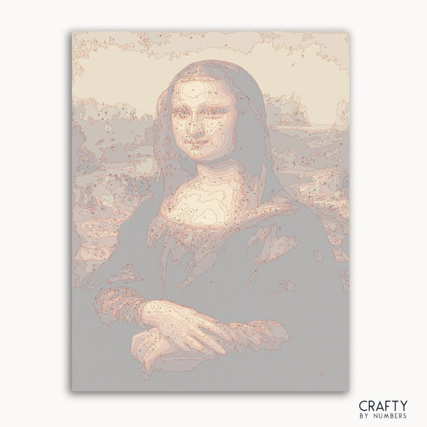 Mona Lisa paint by numbers kit showing detailed portrait of famous paintings by Leonardo da Vinci
