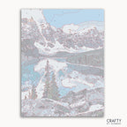 Moraine Lake paint by numbers kit front packaging with mountain lake scene