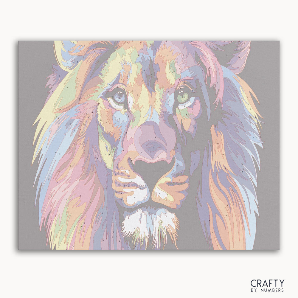Neon Lion paint by number with vibrant colors inspired by famous paintings and vincent van gogh famous paintings.