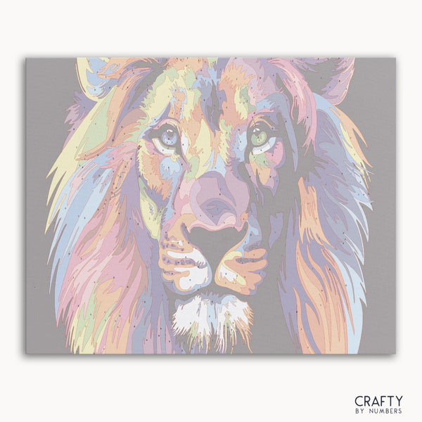 Neon Lion paint by number with vibrant colors inspired by famous paintings and vincent van gogh famous paintings.