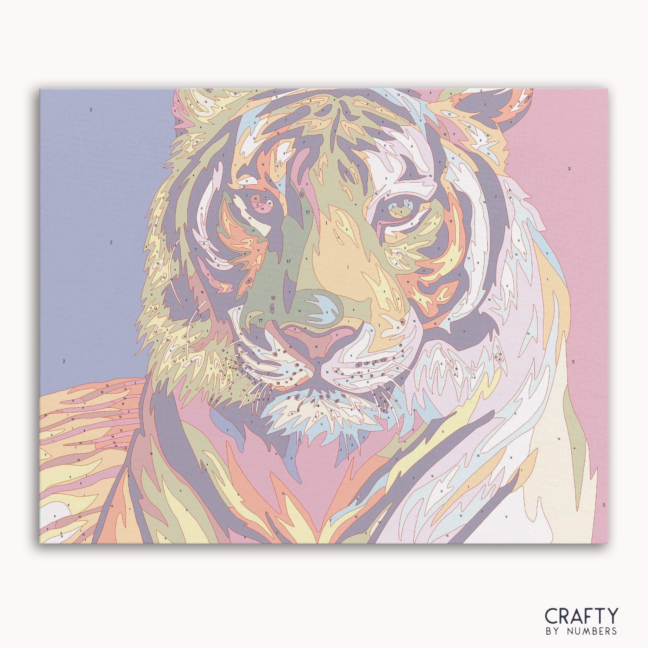 Neon Tiger paint by number artwork inspired by famous paintings and vincent van gogh famous paintings style.