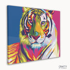 Colorful Neon Tiger design combining elements of most famous paintings and famous landscape paintings.