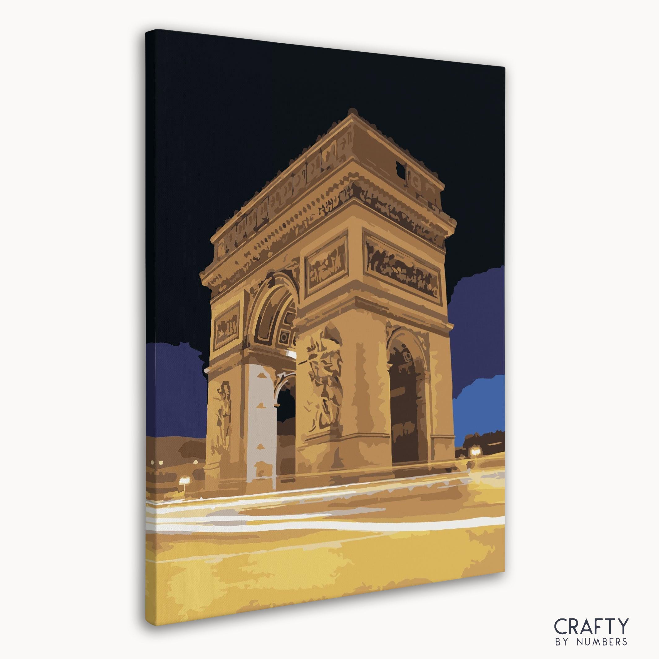 Illuminated Arc de Triomphe painting by numbers set for beginners