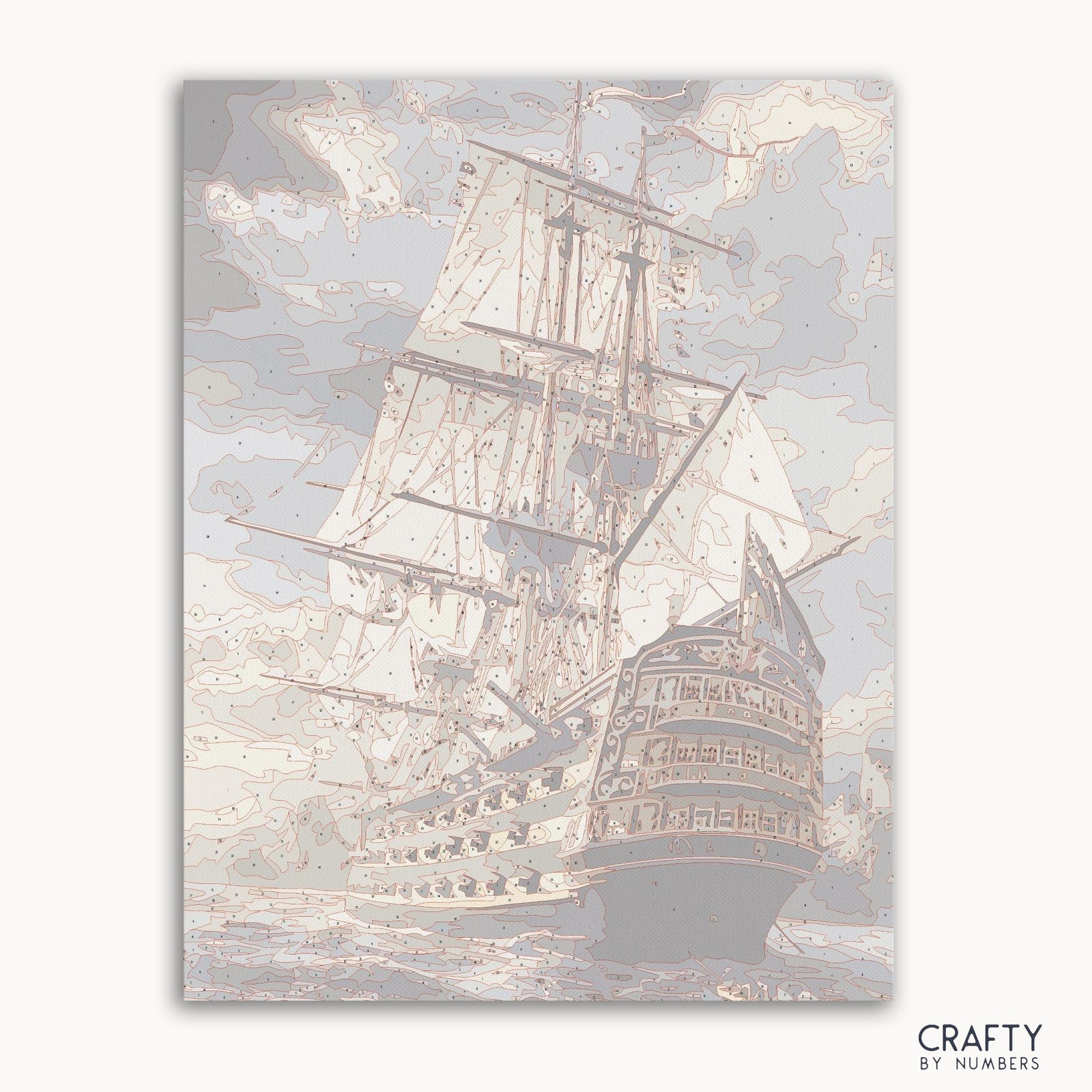 Malen nach Zahlen „Ozeanboot“ im berühmten Gemäldestil, inspiriert von den berühmten Gemälden und Landschaftsgemälden von Vincent Van Gogh.