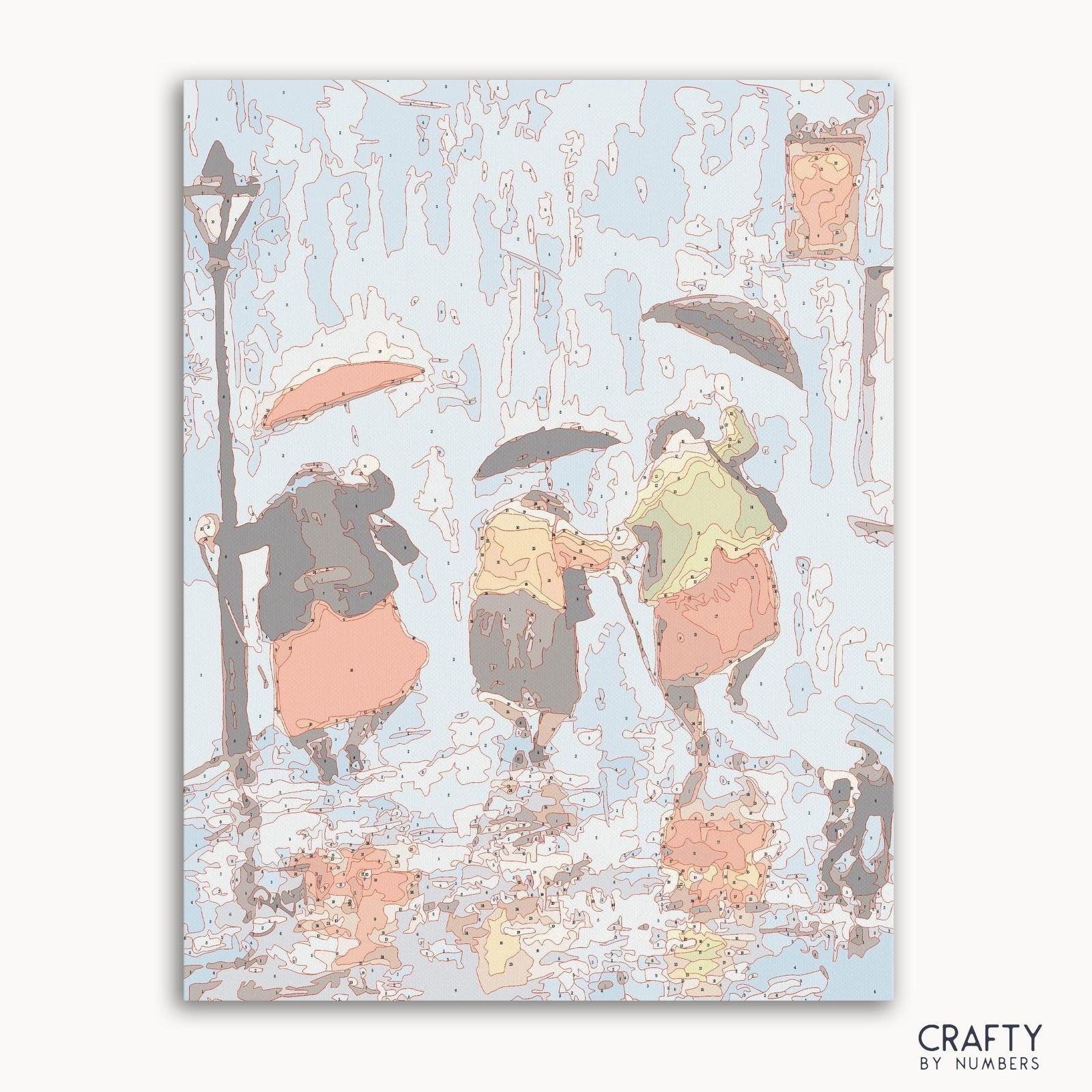 Old Friends Enjoy Rain paint by numbers kit with canvas and paints