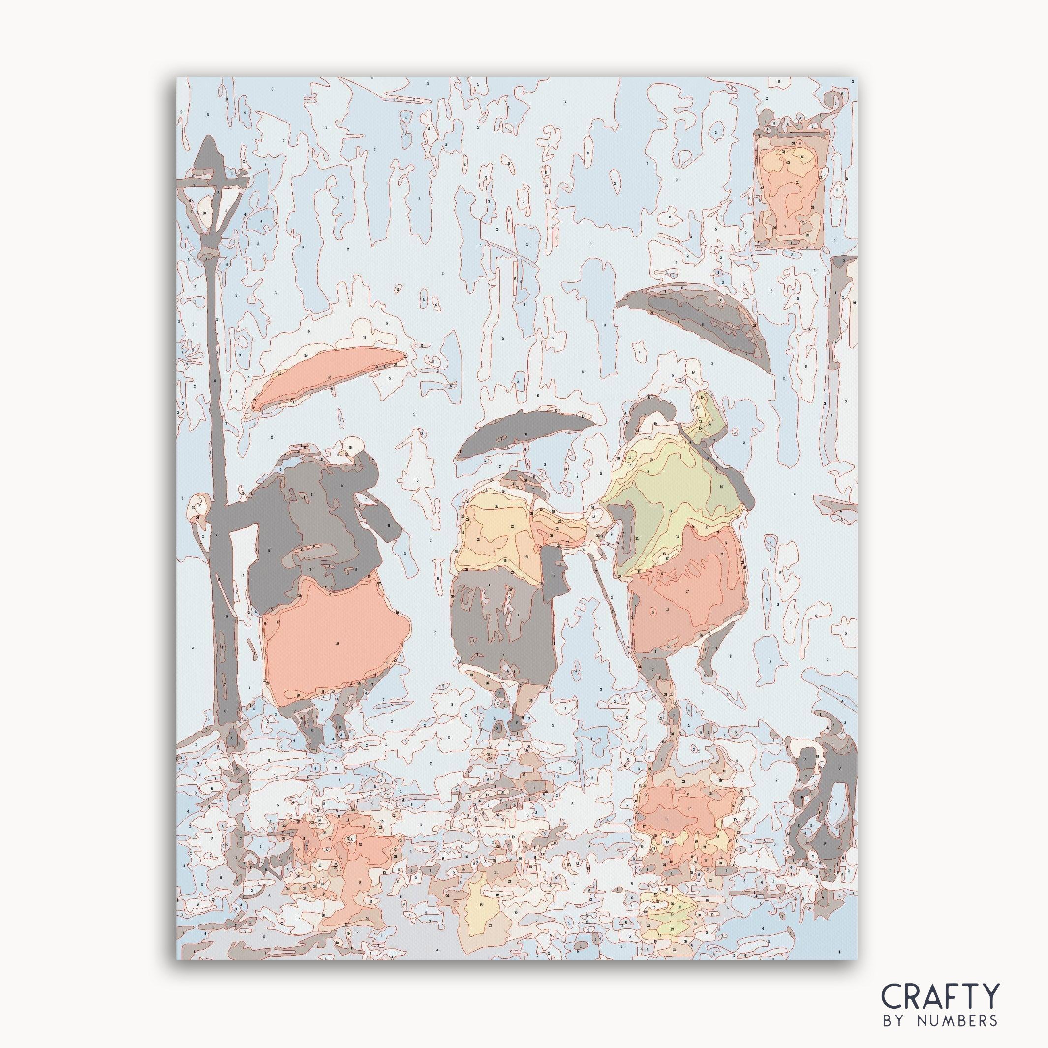 Old Friends Enjoy Rain paint by number featuring vibrant colors and inspired by famous paintings, vincent van gogh famous paintings, and famous landscape paintings.