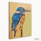 Detailed Old Kingfisher Solo paint by number artwork featuring colorful bird, reminiscent of vincent van gogh famous paintings and famous flower paintings.