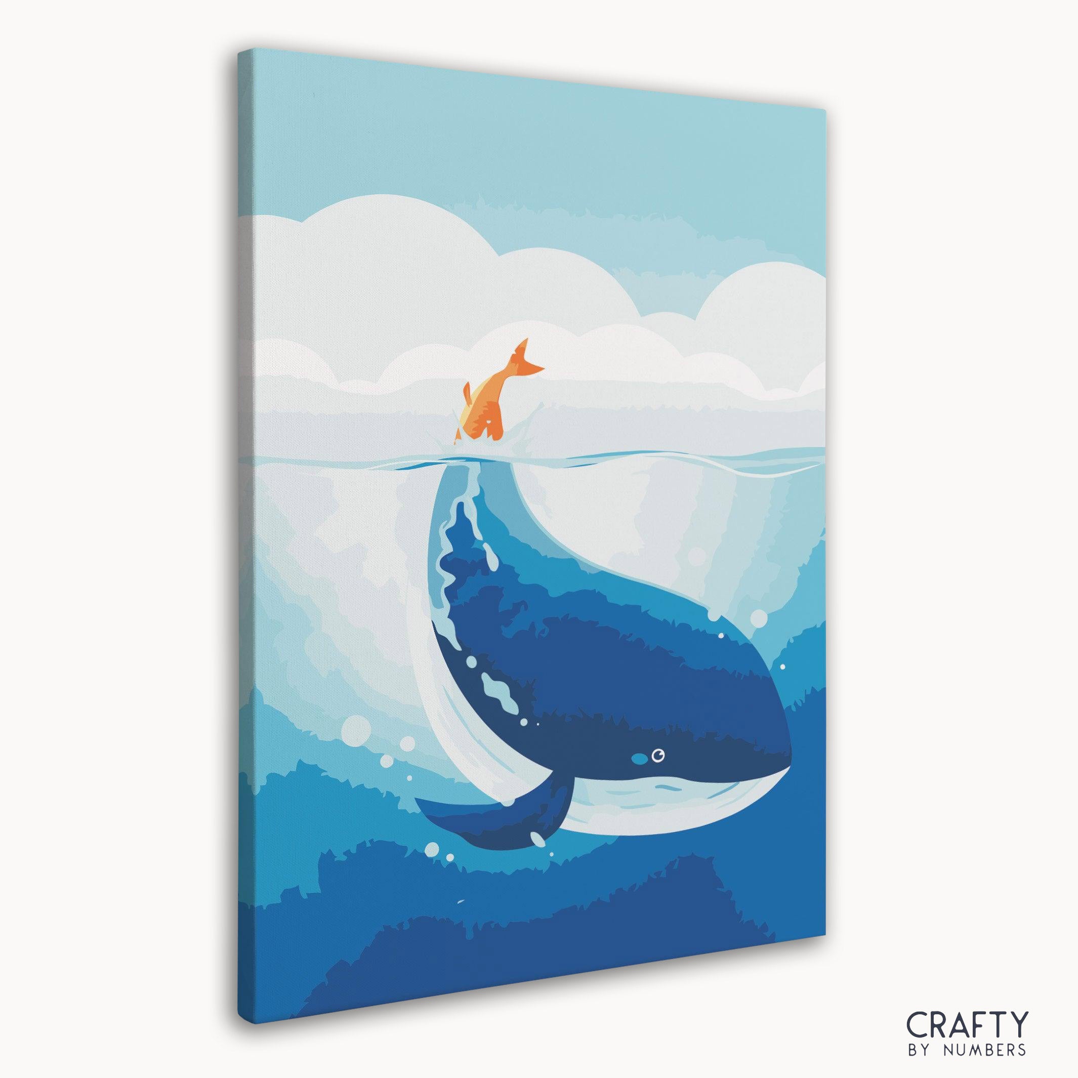 Kids' bright Orange Whale Tail paint depicting scenes like vincent van gogh famous paintings.