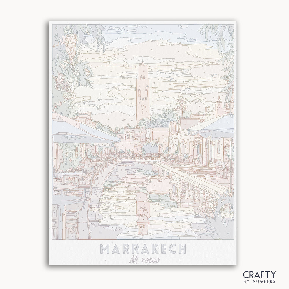 personalized travel art paint by number canvas for Marrakech