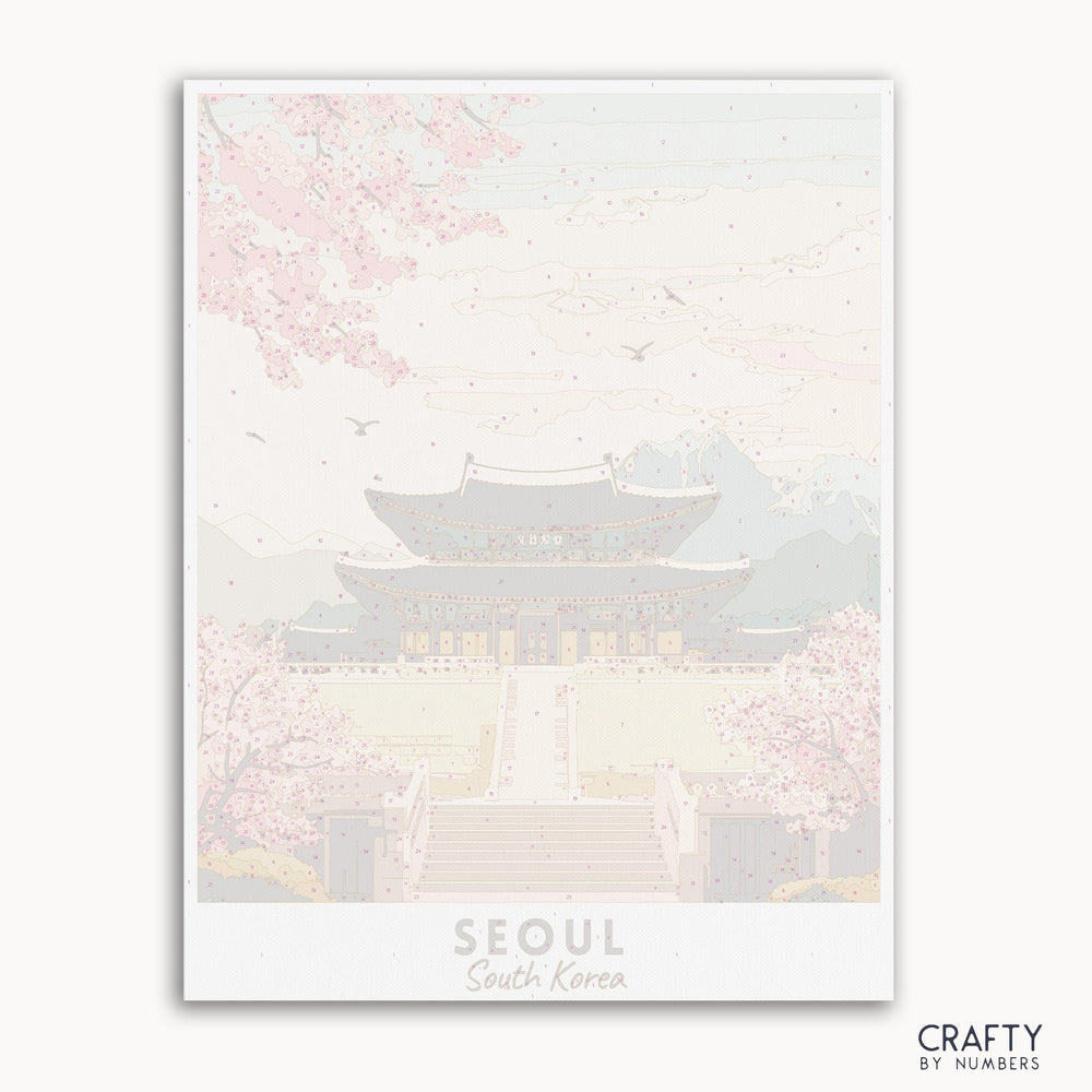 canvas painting set for paint by numbers of SEOUL South Korea.