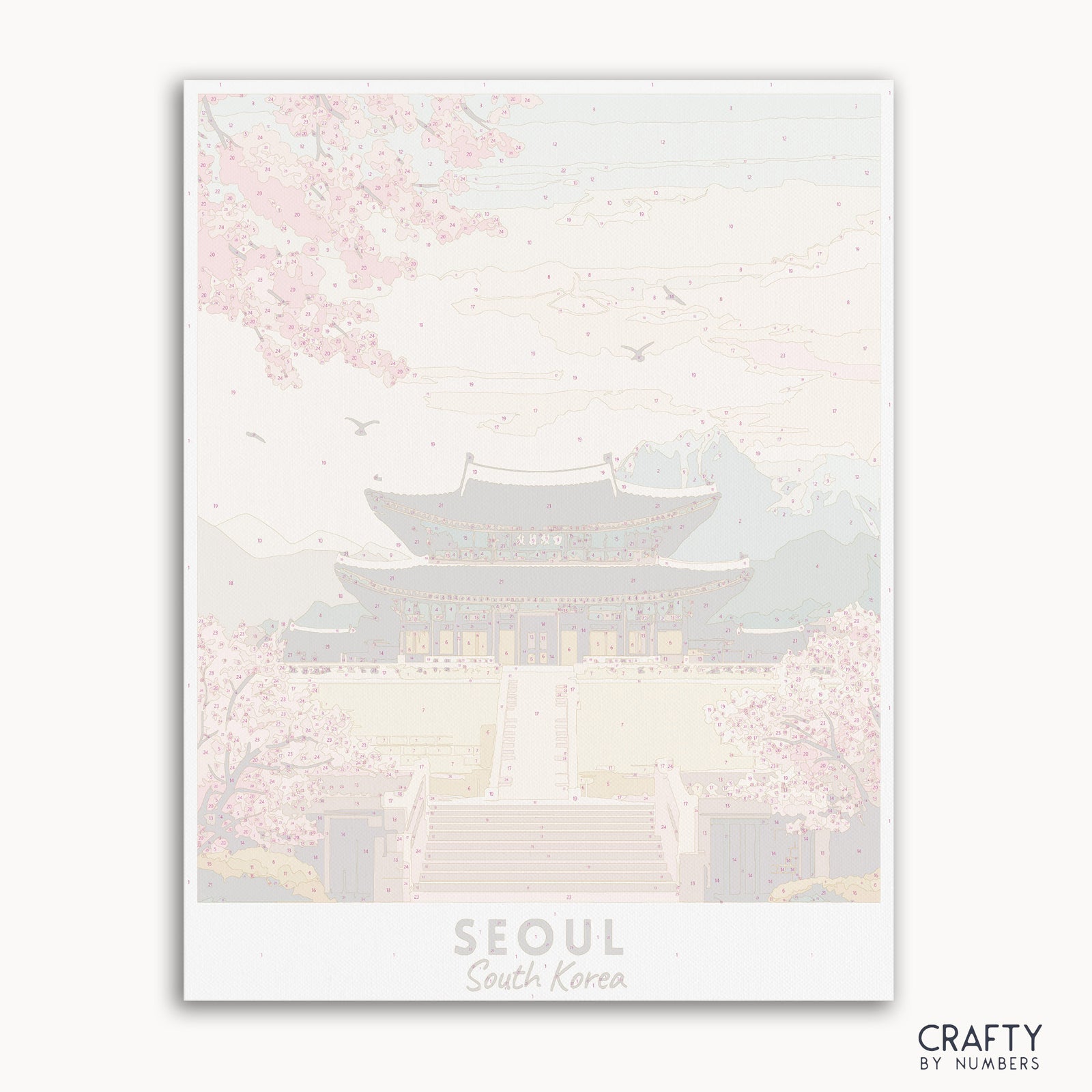 canvas painting set for paint by numbers of SEOUL South Korea.