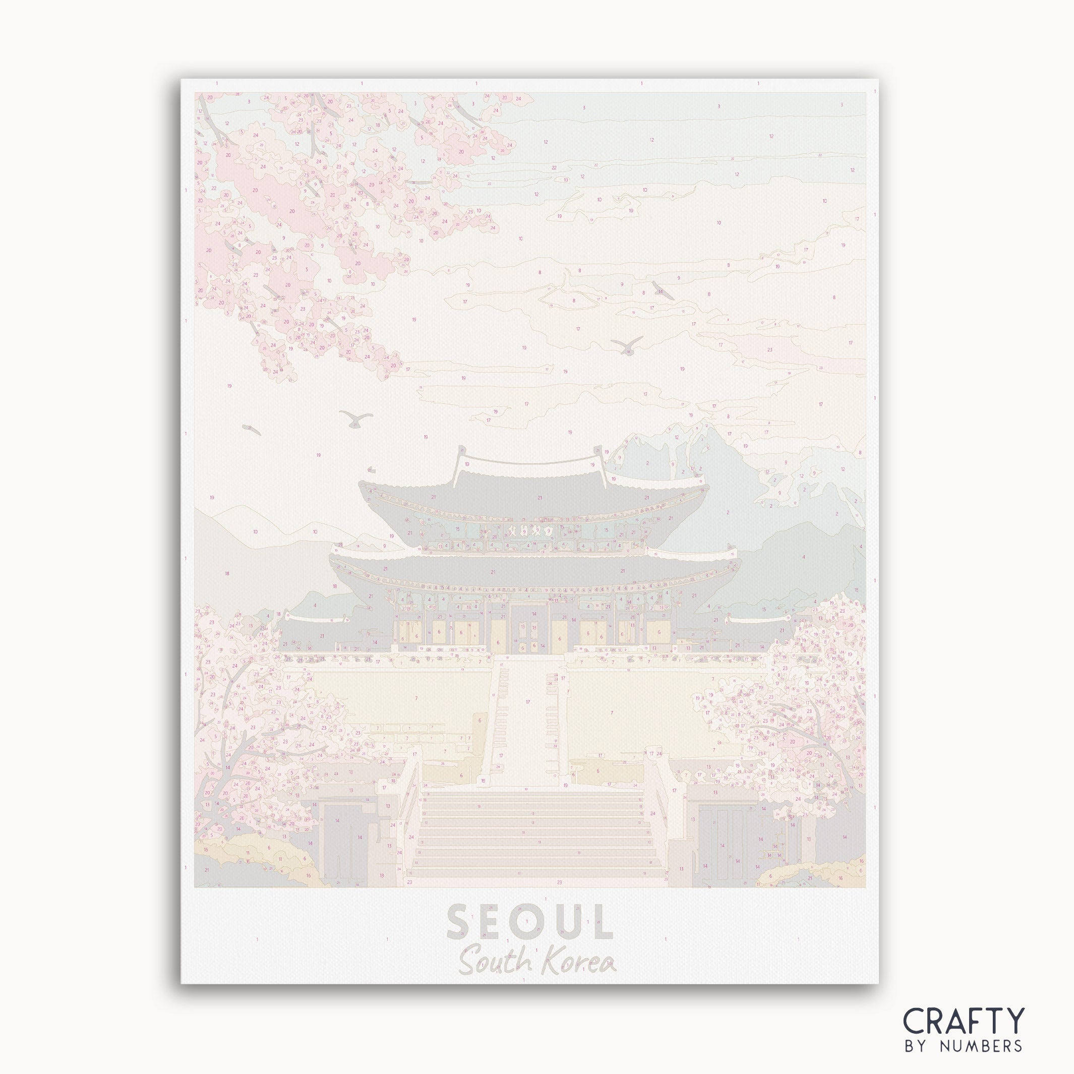 canvas painting set for paint by numbers of SEOUL South Korea.