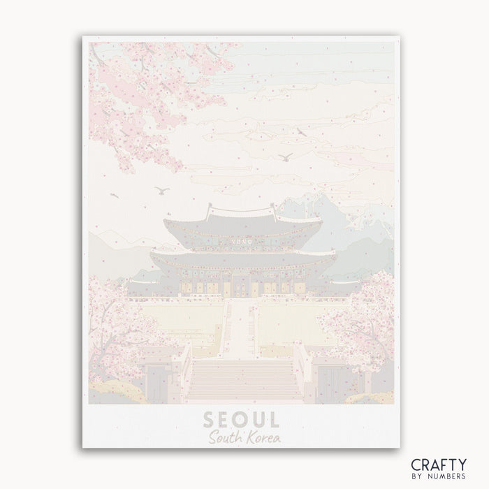 canvas painting set for paint by numbers of SEOUL South Korea.