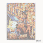 Painting of Scoter Women in Italy paint by number, evoking styles seen in famous paintings and famous art paintings by renowned artists like Vincent Van Gogh famous paintings and Pablo Picasso famous paintings.