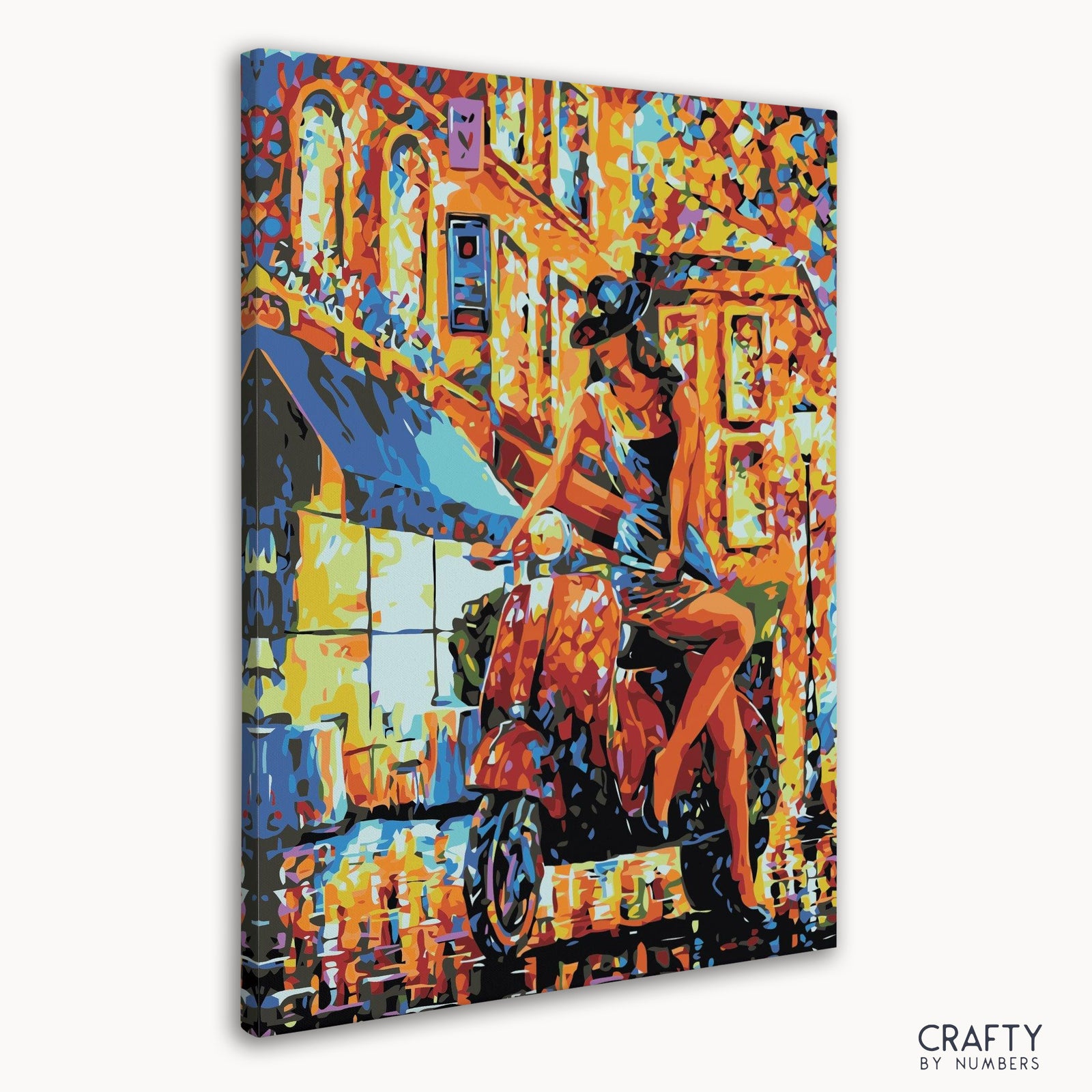 Close-up detail of Women on Scooter in Italy artwork