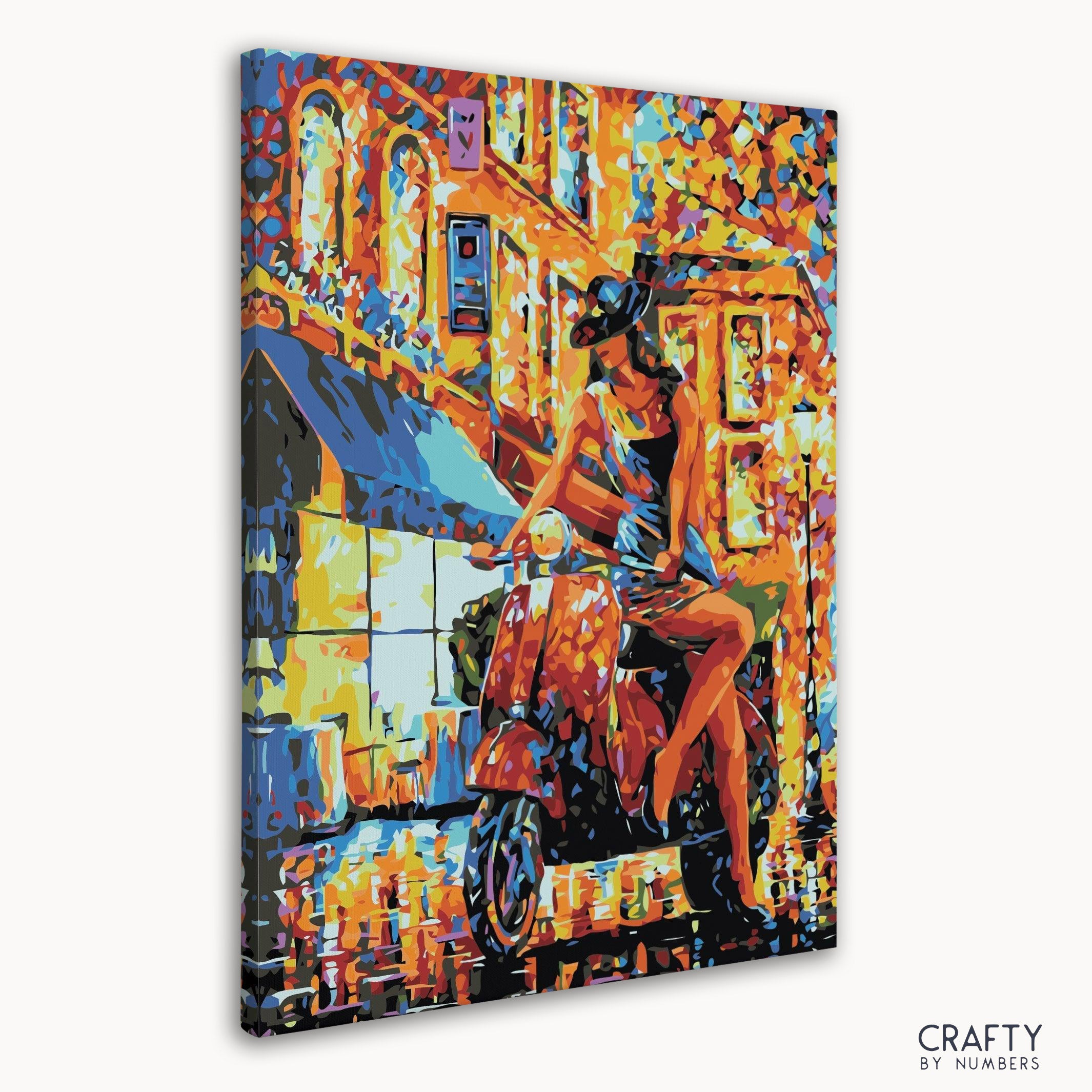 Detailed Painting of Scoter Women in Italy paint by number with vibrant colors reminiscent of famous paintings of women and famous landscape paintings by top artists including Frida Kahlo famous paintings.