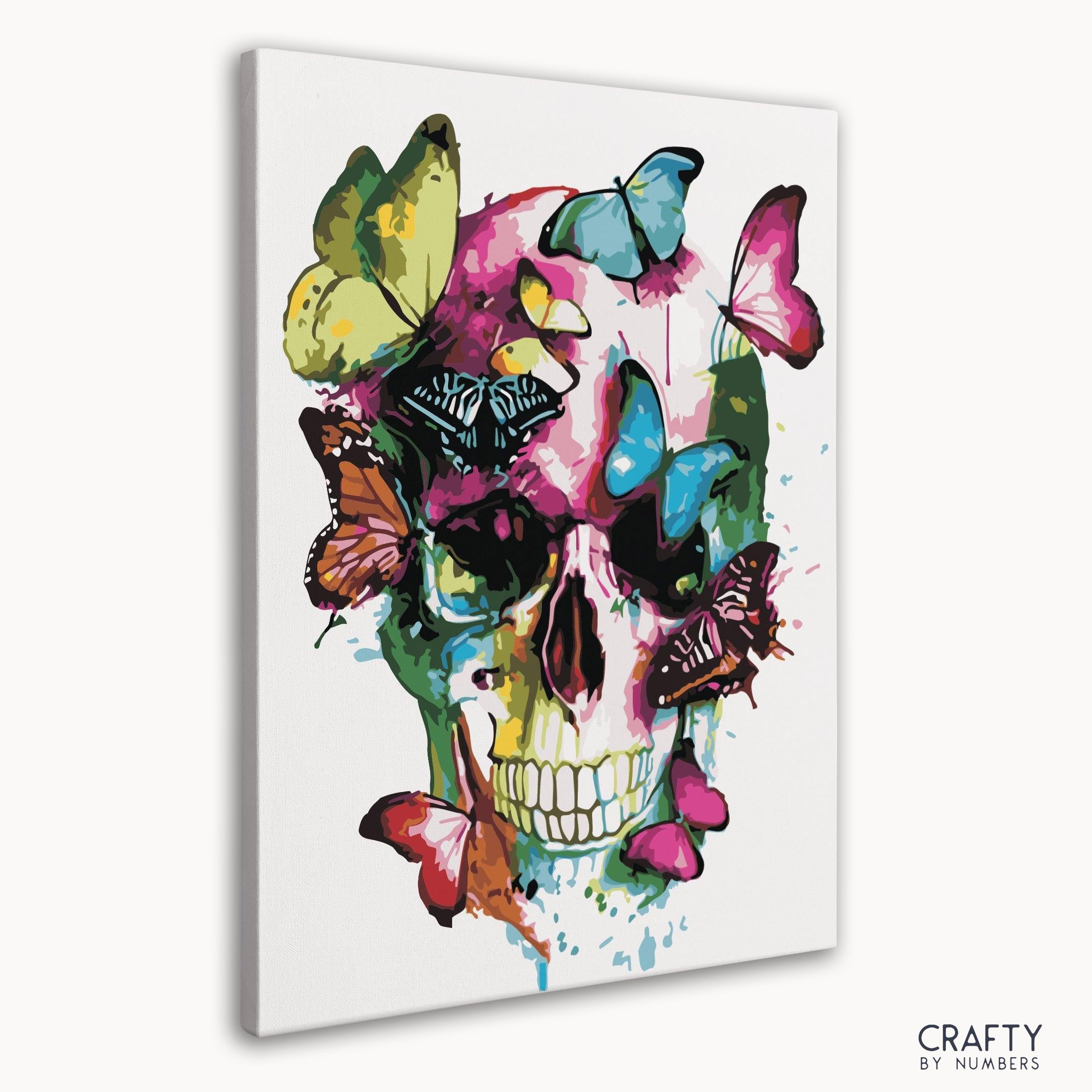 Vibrant butterfly painting in paint by number format resembling famous art paintings with influences from famous abstract paintings.