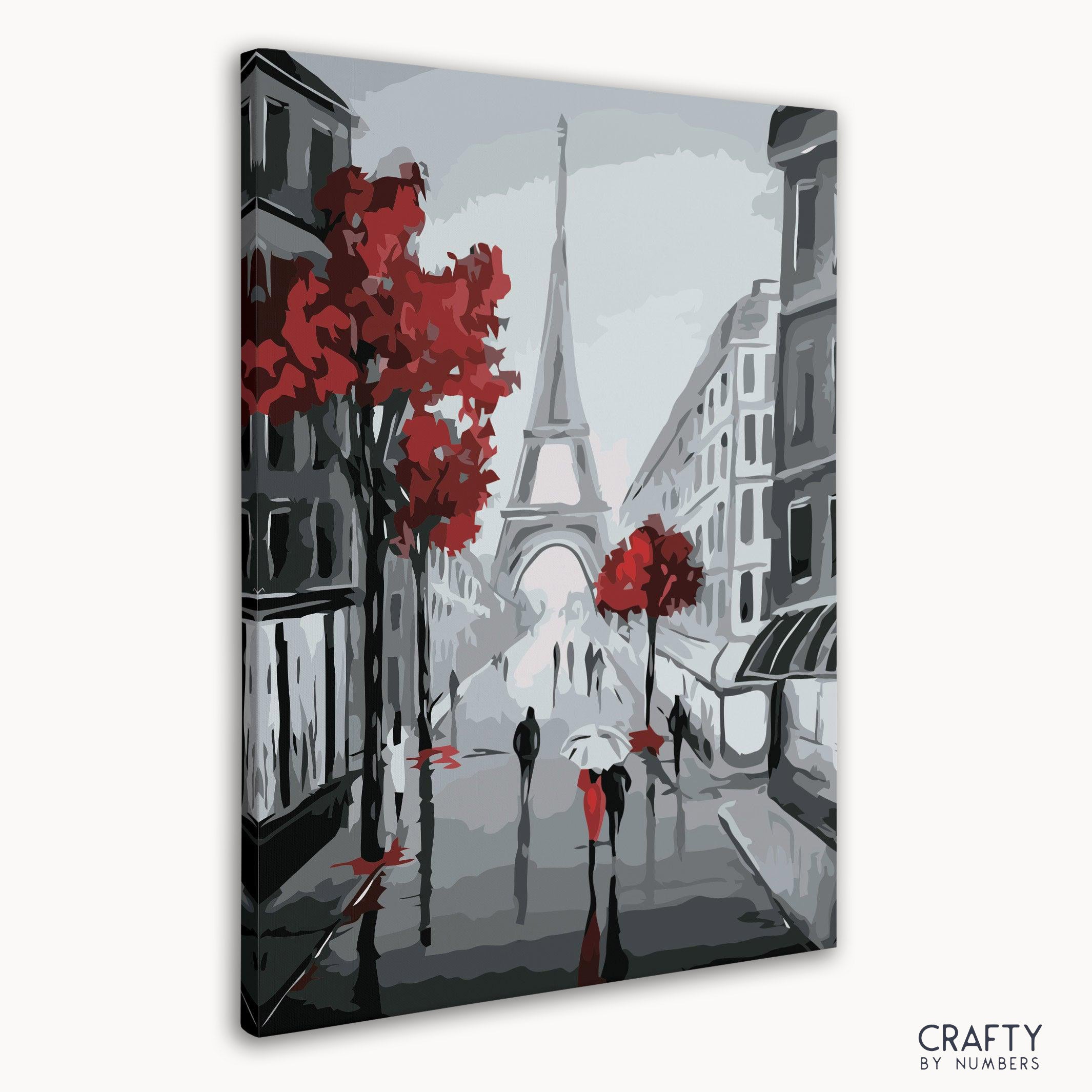 Paint by numbers Paris street scene with cafes and shops